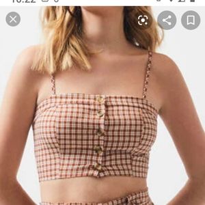 Pac Sun Lodi Moss gingham pink button bustier top